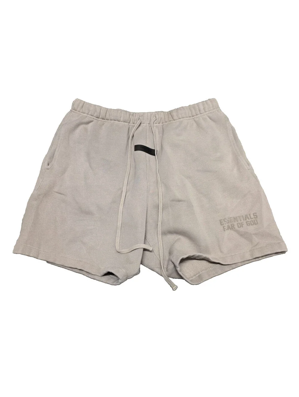 Essentials Fear of God Men's Beige Fleece Cotton Sweat Shorts Pockets Logo L